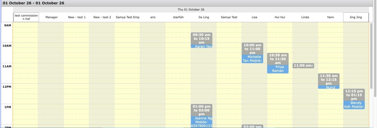 The FingerBooth appointment calendar